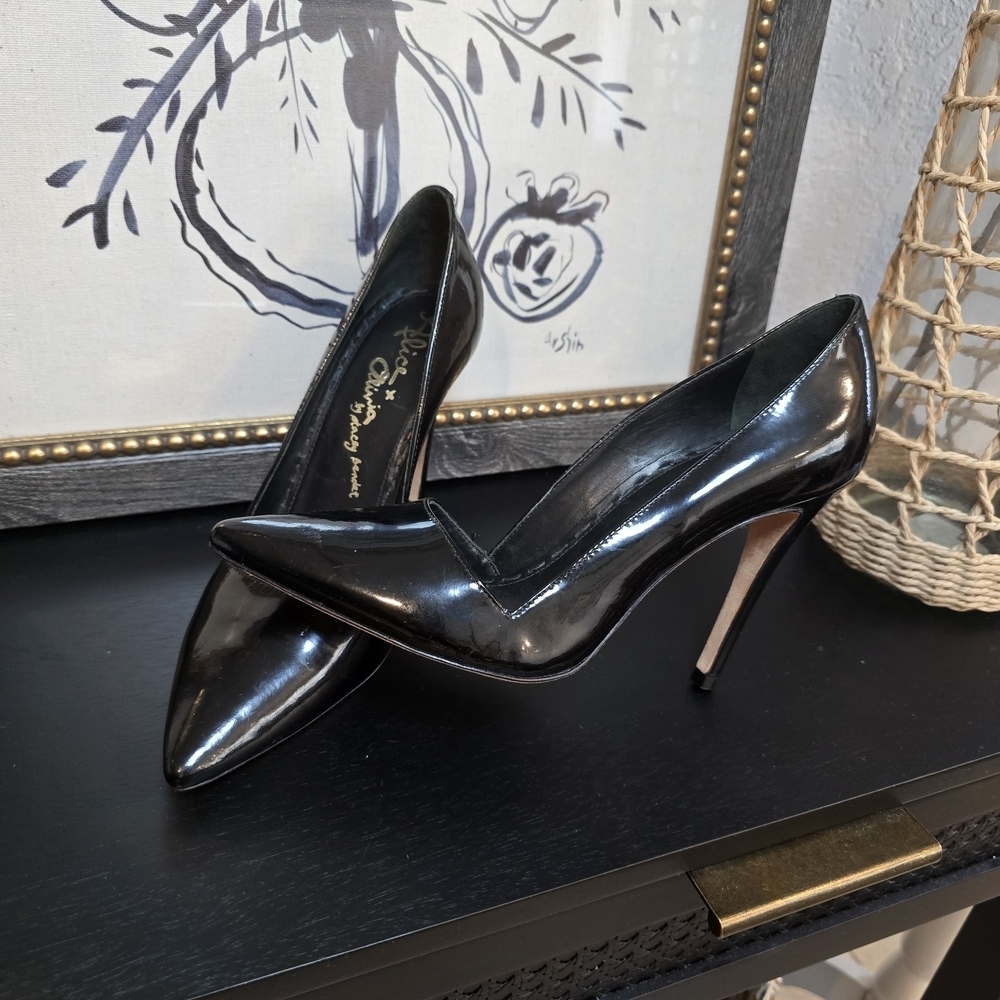 Alice & Olivia by Stacey Bendet Pointed Patent Leather Heels Shoes 38.5 Brasil